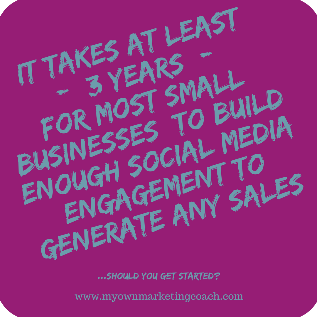  it takes at least 3 years for most small businesses to build enough social media engagement to generate any sales. 