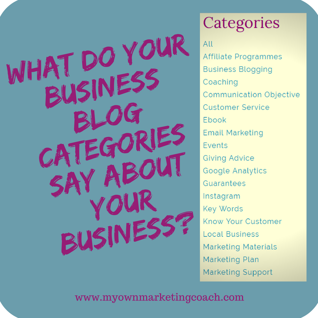 What do your business blog categories say about your business? My Own Marketing Coach