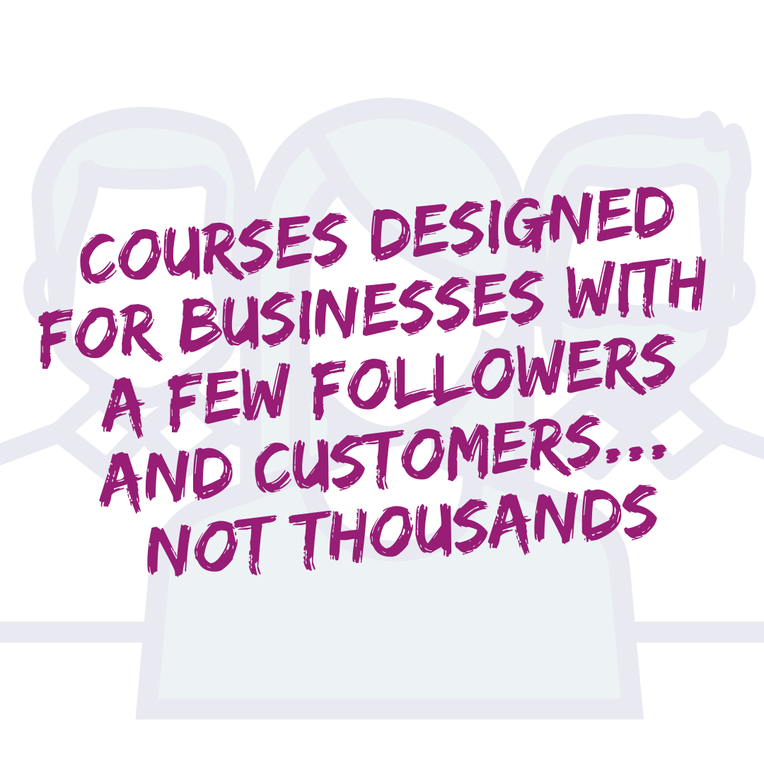 Courses designed for business with few followers and customers, not thousands - My Own Marketing Coach